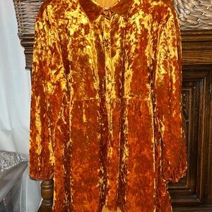 Cato Orange Velvet Blouse